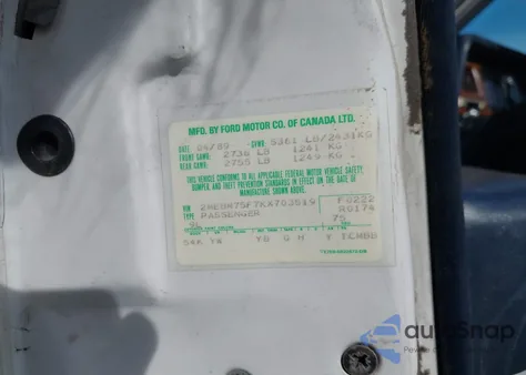 1989 Mercury Grand Marquis Ls from USA, damaged, VIN 2MEBM75F7KX703519